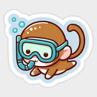 Cute monkey Snorkeling Sticker